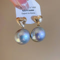 Elegant Heart Faux Pearl Drop Earrings With Silver Pin Textured Light Luxury Style view 1