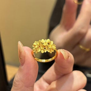 Gold Plated Flower Open Ring For Women