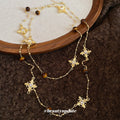 Copper Tiger Eye Cross Sweater Necklace With Rhinestones, Vintage Maillard Women's Choker view 2
