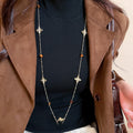 Copper Tiger Eye Cross Sweater Necklace With Rhinestones, Vintage Maillard Women's Choker view 3