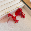 Silver Needle Red Sequin Tassel Drop Earrings Geometric Stone Retro Light Luxury Style view 3