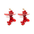 Silver Needle Red Sequin Tassel Drop Earrings Geometric Stone Retro Light Luxury Style view 5