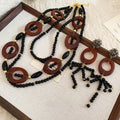 Artificial Crystal Oval Tassel Necklace Earrings Jewelry Set Ethnic Style Women's Accessories view 4