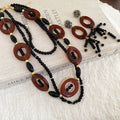 Artificial Crystal Oval Tassel Necklace Earrings Jewelry Set Ethnic Style Women's Accessories view 2