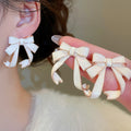 Light Luxury Enamel Bow Stud Earrings Alloy Sweet Elegant Niche Fashion Jewelry view 1