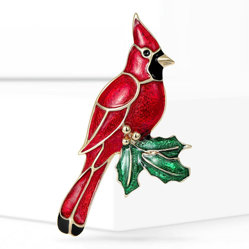 Alloy Red Bird Branch Brooch Pin For Coats And Suits