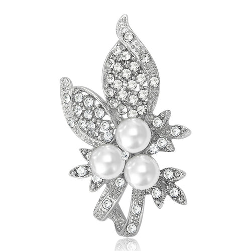 Alloy Rhinestone Pearl Brooch For Fashion Clothing And Lapel Decoration