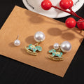 Elegant Enamel Rocking Horse Pearl Drop Studs, Light Luxury Alloy Silver Needle Fashion Women Earrings view 4