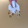 Silver Needle Leaf Faux Pearl Stud Earrings Elegant Vintage Light Luxury Ear Jewelry view 2