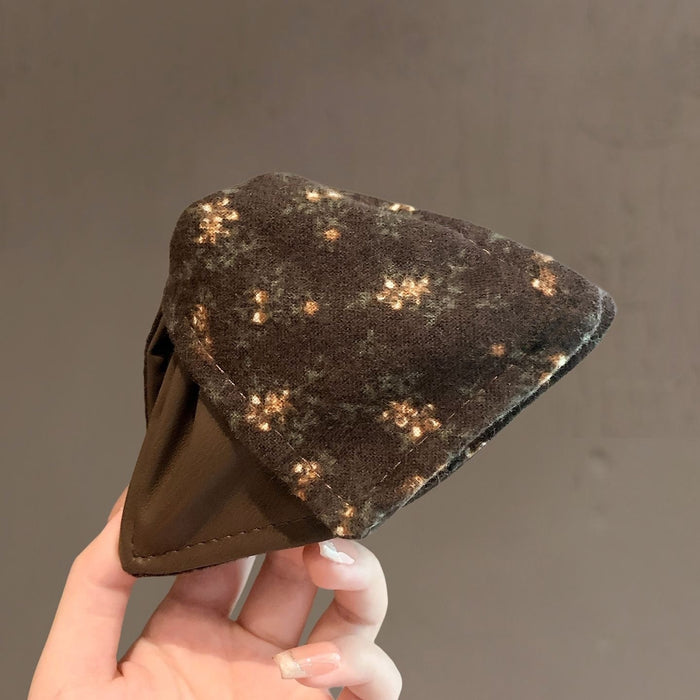PU Leather Floral Triangle Claw Clip Sweet Forest Hair Accessory