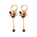 Maillard Style Tiger Eye Stone Tassel Faux Pearl Geometric Drop Earrings For Women view 5