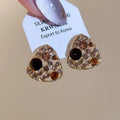 French Vintage Light Luxury Alloy Hollow Triangle Rhinestone Stud Earrings view 2