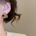 French Vintage Light Luxury Alloy Hollow Triangle Rhinestone Stud Earrings view 3