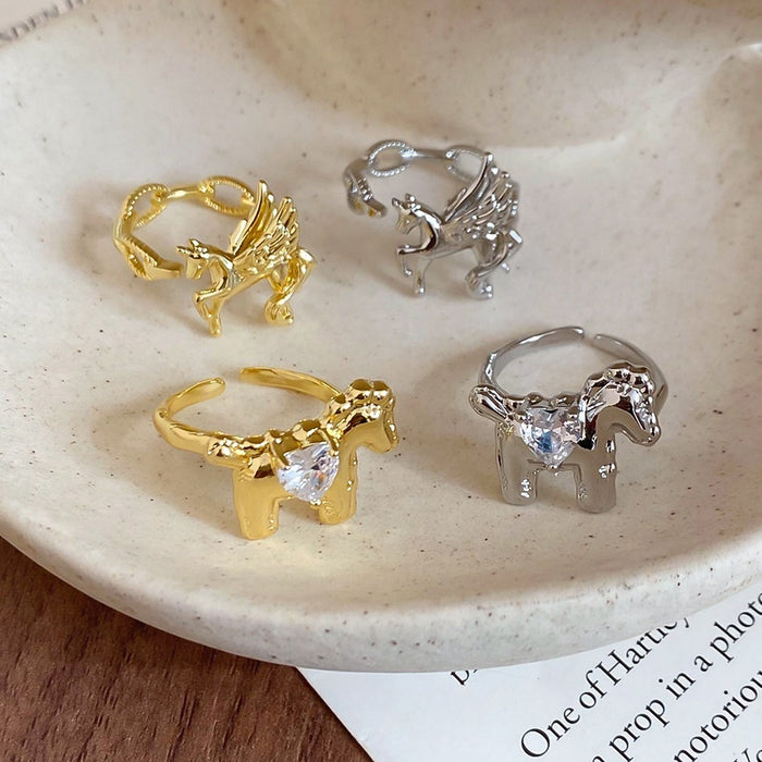 Zircon Horse Open Ring For Women