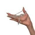 Copper Rhinestone Bow Tassel Choker Necklace, Elegant Light Luxury Collarbone Jewelry For Women view 5