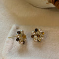 Vintage Floral Faux Pearl Zircon Stud Earrings With Gold Plated Silver Pins For Women view 4