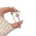 Elegant Floral Zircon Faux Pearl Beaded Bangle For Women Vintage Light Luxury Jewelry view 5