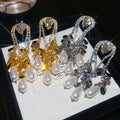 Gold Plated Silver Needle Teardrop Faux Pearl Rhinestone Court Vintage Stud Earrings view 2