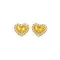 Gold Plated Copper Heart Zircon Stud Earrings With Silver Pins, Light Luxury Sweet Style view 5