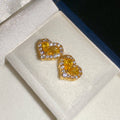 Gold Plated Copper Heart Zircon Stud Earrings With Silver Pins, Light Luxury Sweet Style view 4