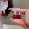 Elegant Vintage Red Zircon Resin Round Stud Earrings For Women Fashion OL Geometric Jewelry view 1