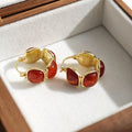 Vintage Gold Alloy Tiger Eye Stone Statement Studs Elegant Daily Commuter Jewelry Women's Earrings view 2
