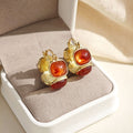 Vintage Gold Alloy Tiger Eye Stone Statement Studs Elegant Daily Commuter Jewelry Women's Earrings view 4