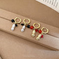 New Chinese Style Artificial Crystal Beaded Peanut Pendant Drop Earrings, Vintage Geometric Round Ear Jewelry view 2