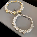 French Light Luxury Irregular Beaded Faux Pearl Geometric Collarbone Necklace For Women view 4