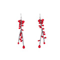 Elegant Vintage Chinese Style Red Crystal Bead Alloy Long Chain Tassel Dangle Drop Fashion Earrings view 5