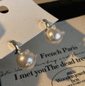 Light Luxury Faux Pearl Zircon C Shape Drop Earrings Geometric Round Vintage Silver Needle Ear Jewelry view 1