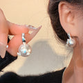Light Luxury Faux Pearl Zircon C Shape Drop Earrings Geometric Round Vintage Silver Needle Ear Jewelry view 2