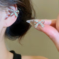 Copper Zircon Bow Clip-on Earrings Light Luxury No Piercing Cartilage Cuff for Women view 3