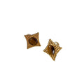 Retro Maillard Tiger Eye Oval Starburst Stud Earrings With Silver Pins view 5