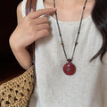 Wooden Heart Pendant Necklace New Chinese Style Oval Geometric Casual Clavicle Chain view 4