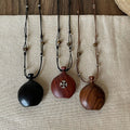 Wooden Heart Pendant Necklace New Chinese Style Oval Geometric Casual Clavicle Chain view 2