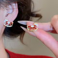 Light Luxury Red Resin Zodiac Horse Stud Earrings With Silver Needle For Women view 4