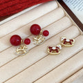 Light Luxury Red Resin Zodiac Horse Stud Earrings With Silver Needle For Women view 3
