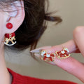 Light Luxury Red Resin Zodiac Horse Stud Earrings With Silver Needle For Women view 2