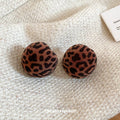 Copper Round Red Leopard Print Flocked Stud Earrings Maillard Style Light Luxury Jewelry view 3