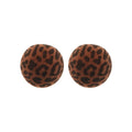 Copper Round Red Leopard Print Flocked Stud Earrings Maillard Style Light Luxury Jewelry view 5