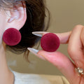 Copper Round Red Leopard Print Flocked Stud Earrings Maillard Style Light Luxury Jewelry view 4
