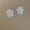 Light Luxury Resin Rhinestone Glass Flower Pearl Beaded Bracelet Jewelry Set For Women view 4
