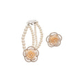 Light Luxury Resin Rhinestone Glass Flower Pearl Beaded Bracelet Jewelry Set For Women view 5