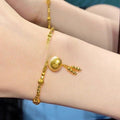 24K Gold Plated Copper Lucky Lock Oval Geometric New Chinese Style Bangle For Women view 4