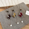 Flocked Swarovski Pearl Horse Pendant Sweater Necklace For Women Light Luxury Zodiac Collarbone Chain view 1