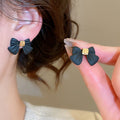 Alloy Painted Bow Stud Earrings With Silver Posts Light Luxury Sweet Daily Wear Jewelry view 2