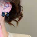 Alloy Painted Bow Stud Earrings With Silver Posts Light Luxury Sweet Daily Wear Jewelry view 4