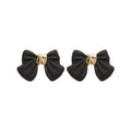 Alloy Painted Bow Stud Earrings With Silver Posts Light Luxury Sweet Daily Wear Jewelry view 5