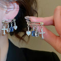 Light Luxury Copper Stud Earrings With Zircon Cross Heart Geometric Pin Design view 3